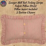 Sawyer Mill Red Ticking Fabric Pillow 14x22 ~ 25% Savings