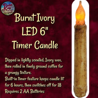 Candle Taper LED 6"Timer Assorted