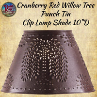 Lamp Shade Punch Tin Willow Tree 10"D Black or Cranberry Red