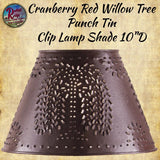 Lamp Shade Punch Tin Willow Tree 10"D Black or Cranberry Red