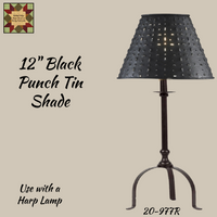12" Punch Tin Black Metal Lamp Shade