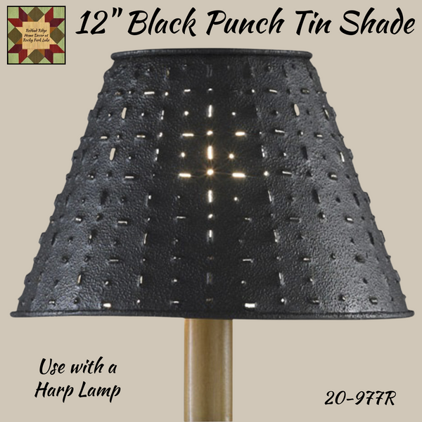 12" Punch Tin Dot Black Metal Lamp Shade
