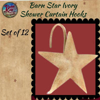 Barn Star Aged Black Shower Curtain Hooks 12/Set Black, Cranberry or Ivory