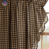 Black Check Scalloped Prairie Curtains 2 Panels  84x36x18
