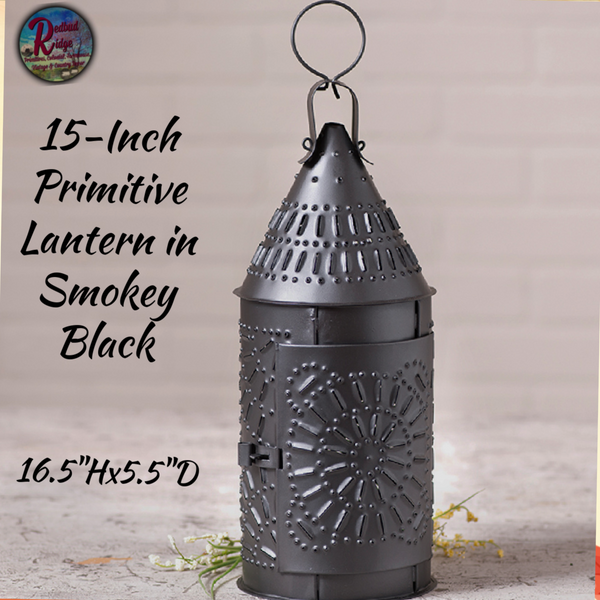 Punch Tin Lantern Smokey Black 15"