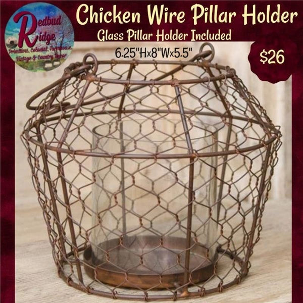 Chicken Wire Pillar Candle Holder