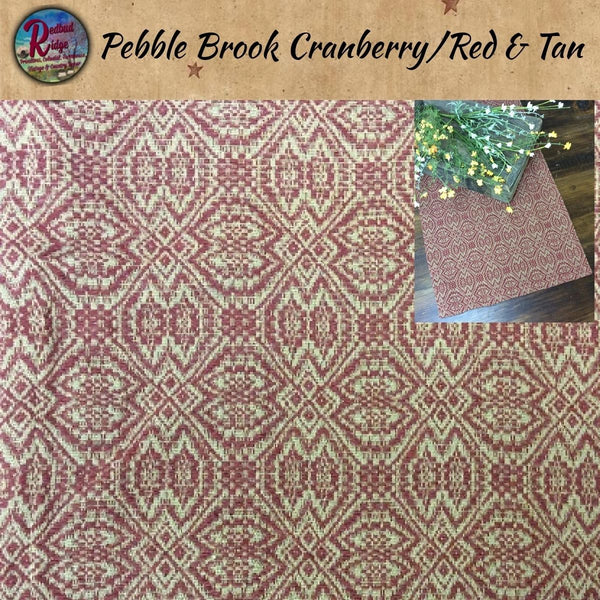 *Pebble Brook Cranberry/Red & Tan Woven Table Top Collection