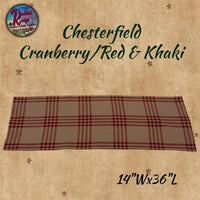 Chesterfield Cotton, 14"x36" Black or Barn Red  Runners