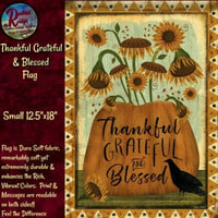 Primitive Folk Art Thankful Grateful Blessed House or Garden Flag