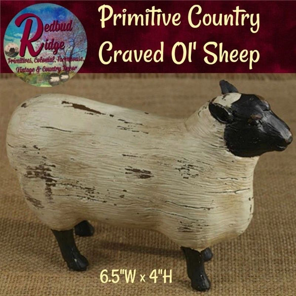 Sheep Primitive Country Vintage Style Carved Ol' Sheep Farmhouse