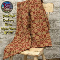 *PATRIOTS KNOT Cranberry Green Tan Woven Throw Afghan Coverlet