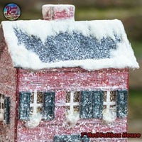 Christmas Light Up Snowy 8" Red Saltbox House Folk Art