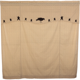 Primitive Kettle Grove Applique Crow & Star Shower Curtain Dark Creme & Black