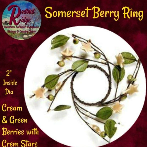 Somerset Berry Wreath with Ivory Stars 2" 50% Savings
