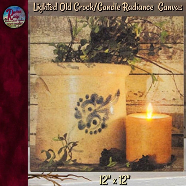 Old Crock and Candle LED Radiant Lighted Canvas Artwork