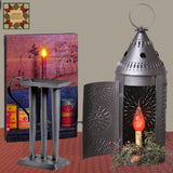 Paul Revere Punch Tin 21" Lantern, Smokey Black Electric