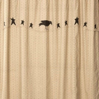 Primitive Kettle Grove Applique Crow & Star Shower Curtain Dark Creme & Black