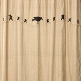 Primitive Kettle Grove Applique Crow & Star Shower Curtain Dark Creme & Black