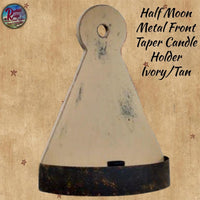 Half Moon Wood with Metal Front Taper Candle Holder Assorted Colors