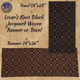 Lover's Knot Black Woven Jacquard Runner or Towels