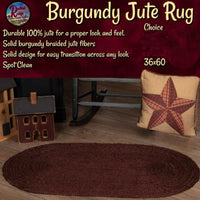 Solid Cranberry/Burgundy Jute Rug 27x48 or 36x60 Choice