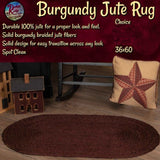Solid Cranberry/Burgundy Jute Rug 27x48 or 36x60 Choice
