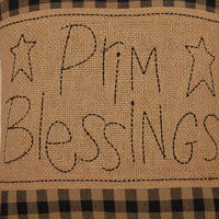 Prim Blessings Burlap Black Check 12" Square