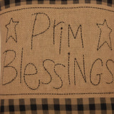 Prim Blessings Burlap Black Check 12" Square