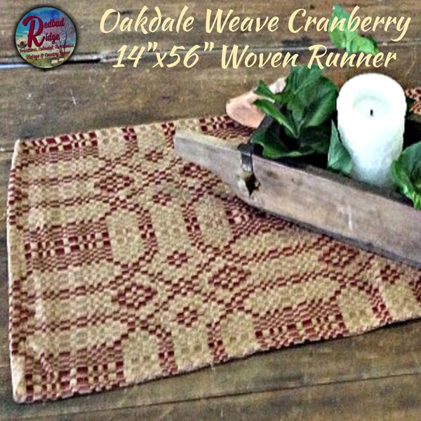 *Oakdale Weave Cranberry Tan 14"x56" Woven Runner