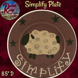 Primitive Country Folk Art SIMPLIFY SHEEP WOOD PLATE