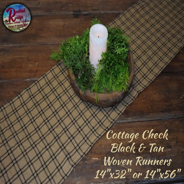 Cottage Check Black & Tan Table Top Collection