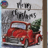 Primitive Folk Art MERRY CHRISTMAS Red Truck Box Sign Holiday