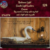 Canvas Lighted Candle Light Lantern Swan