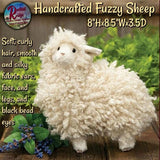NEW Primitive Folk Art Handcrafted Fuzzy Sheep 8.5"Wx8"H