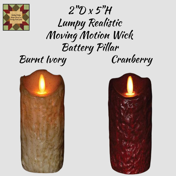 Lumpy 2"D x 5"H Realistic Lumpy Moving Motion Flame Pillar Timer Candle