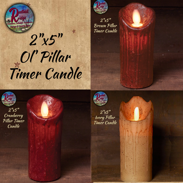 *Ol' Realistic Moving Motion Pillar Timer Candle 2"Dx5"H Assorted