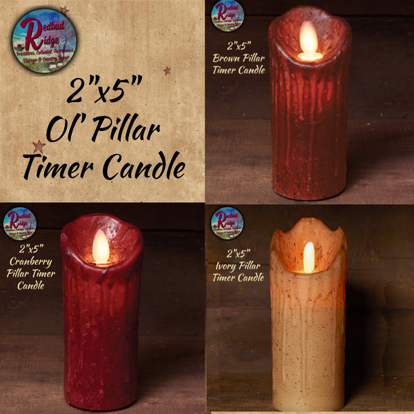 Candles Pillar Moving Motion  2x5" Ol' Realistic Timer **Choice