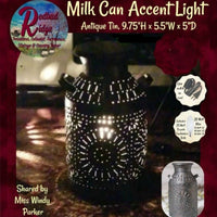 Punch Tin MILK CAN Accent Lamp Including 25 Watt Bulb