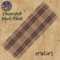 Chesterfield Cotton, 14"x36" Black or Barn Red  Runners