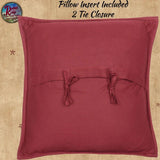 Pillow Quilted Burgundy Check Star 16"x16" ~ Ninepatch Bedding Collection