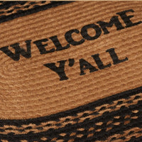 Welcome Y'all Black & Tan Star Oval Jute Rug 20"x30"