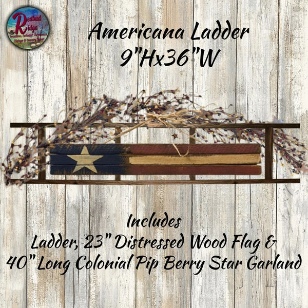 Decorated Americana Flag 9"x36" Horizontal Handcrafted