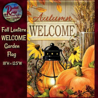 Folk Art Fall Lantern WELCOME Garden Flag