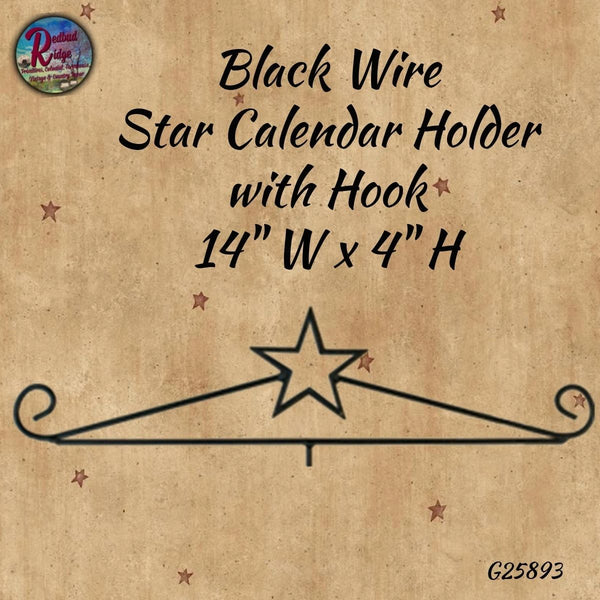 Black Wire Star Calendar Holder with Hook