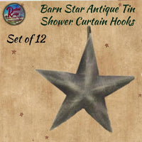 Barn Star Aged Black Shower Curtain Hooks 12/Set Black, Cranberry or Ivory