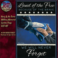 Military Memorial Garden Flags Army, Navy, Marines & Air Forces Never Forget