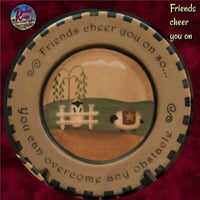 Thick & Thin Primitive Country Folk Art Sheep Wooden Plate CHOICE 9.5"