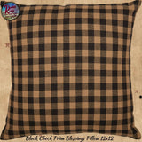 Prim Blessings Burlap Black Check 12" Square