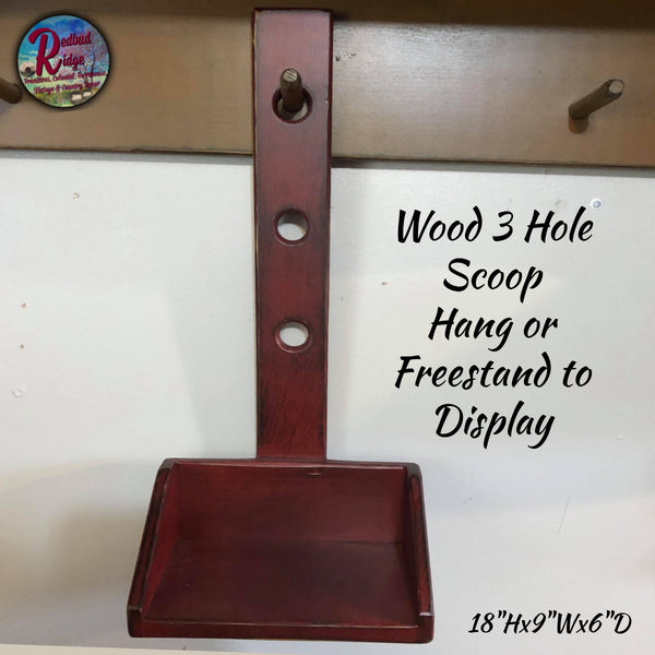 Wood 3 Hole Scoop Freestanding or Hang Color Choice