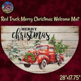 Merry Christmas Red Truck Rug Mat 28x17.75
